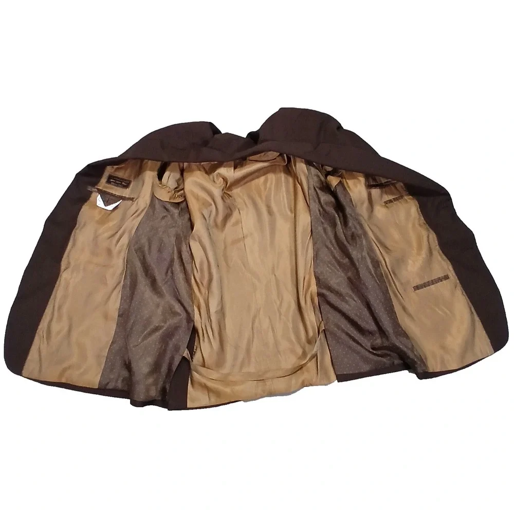 Tiglio Luxe‎ Sport Coat 48 Lana Merinos Extra Fine Super 150s Wool Brown Blazer